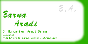 barna aradi business card
